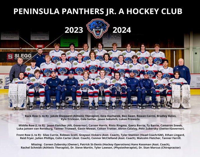 2023/24 edition of Peninsula Panthers Junior \'A\' Hockey Club